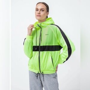 DKNY Women's Bright Green and Black Bomber Jacket